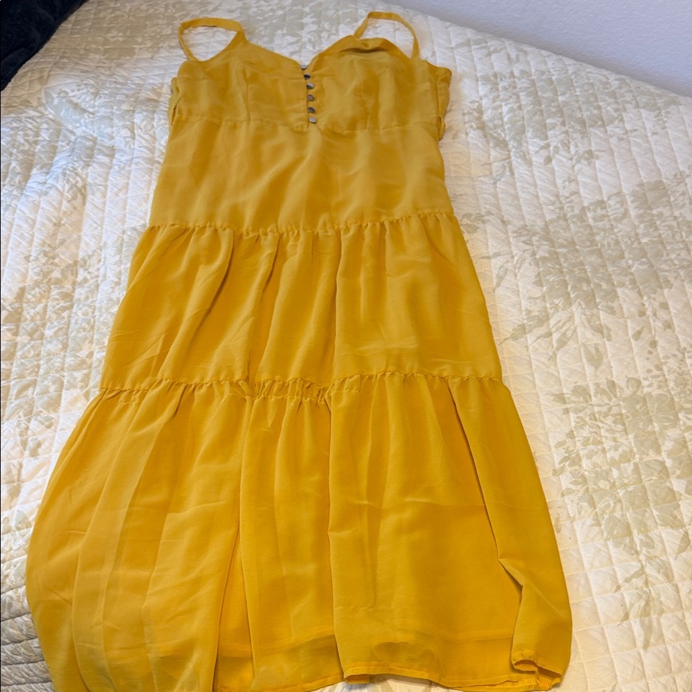 Yellow Sleeveless Tiered Dress